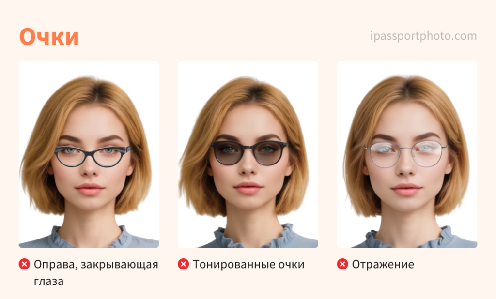 Требования к фото на документы - Очки 